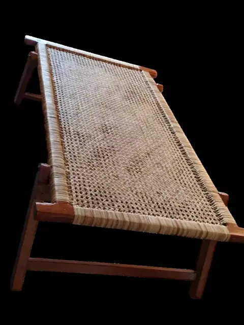 Panai Naar Kattil Palm Cot Teak Foldable Side View | மடக்கு பனை நார் கட்டில்
